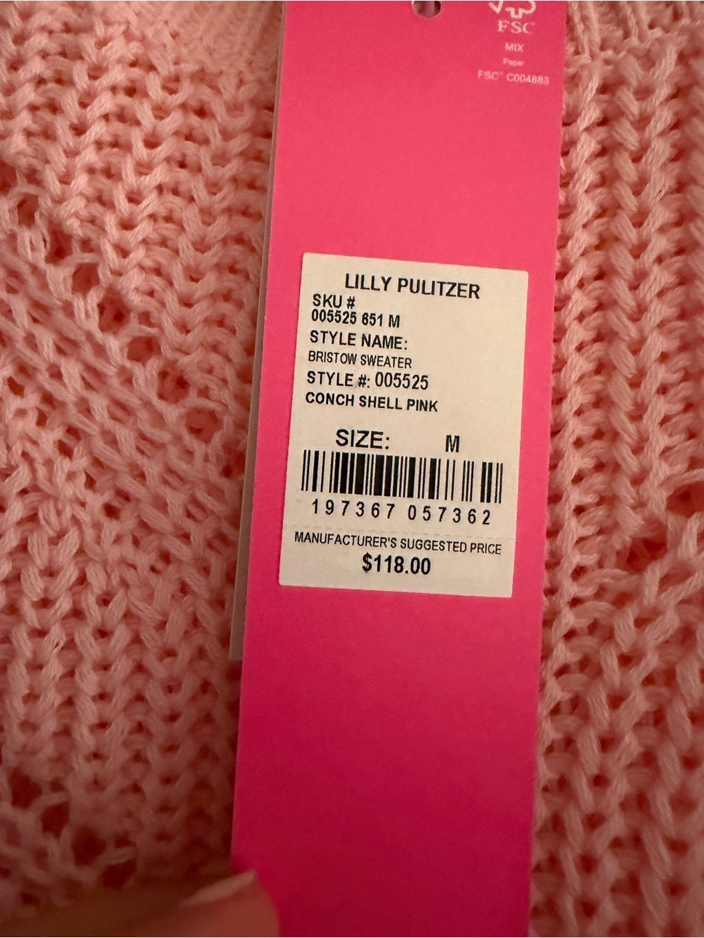 Lilly Pulitzer NWT Medium Bristow Pink Knit Sweater - Picture 2 of 5